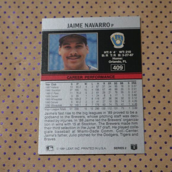 Jaime Navarro #409 Baseball Card - Picture 2 of 2